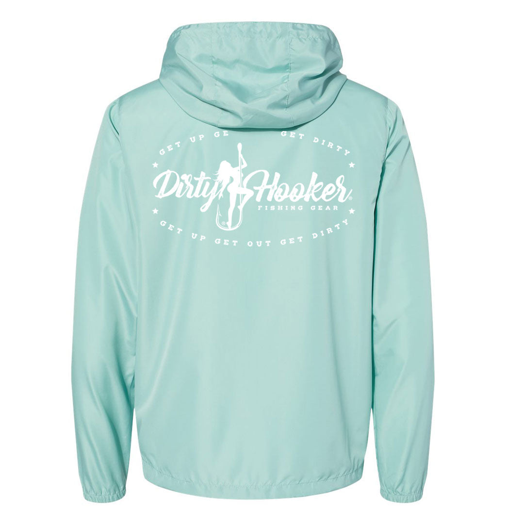 Dirty Hooker Vintage White Windbreaker Aqua
